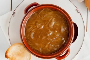 Caramelized onions cooking in a skillet