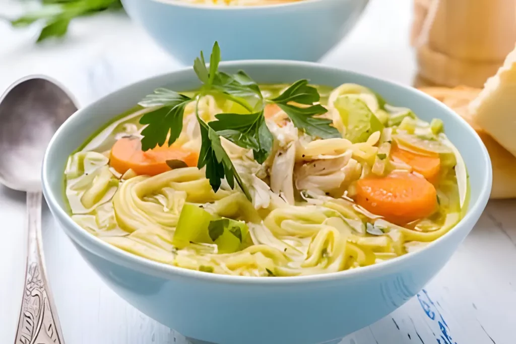 Bowl of steaming Chicken Noodle Soup