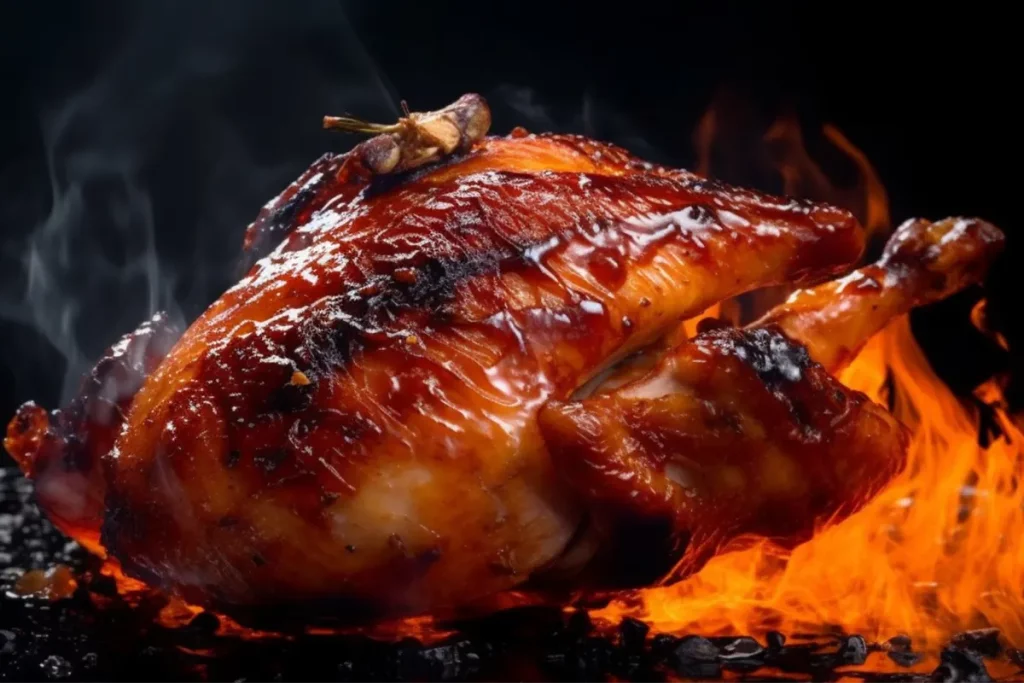 Golden, perfectly smoked chicken with a hint of pecan wood smoke