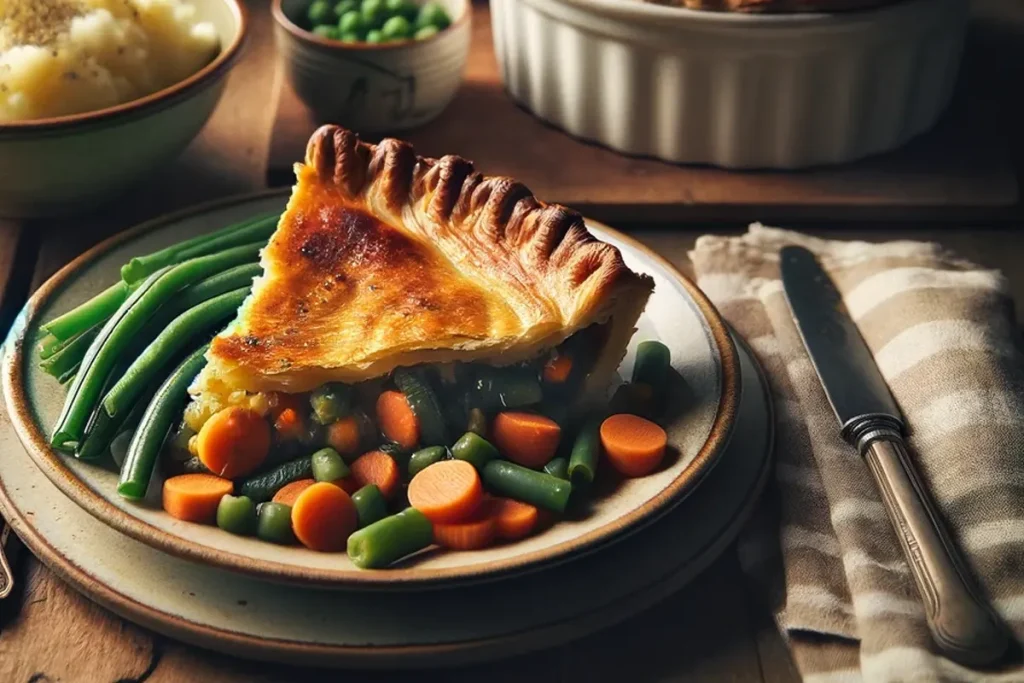 Cottage Pie served on a plate with a side of seasonal vegetables, embodying the perfect comfort meal.