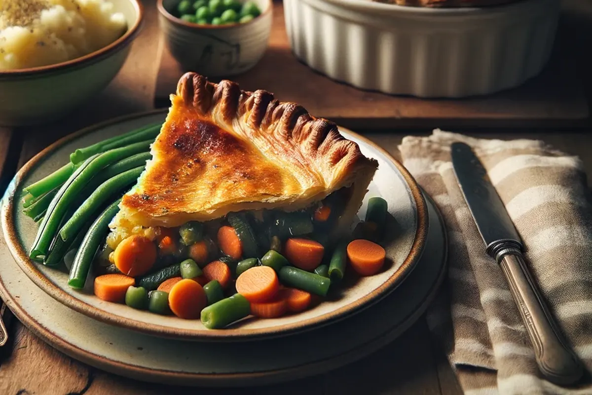 Cottage Pie served on a plate with a side of seasonal vegetables, embodying the perfect comfort meal.