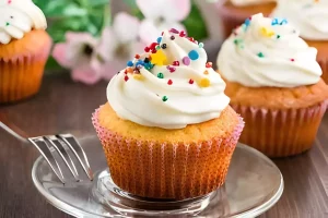 Close-up of gluten-free cupcake batter being mixed