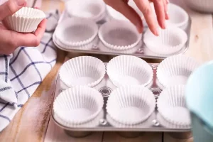 Foil cupcake holders adding elegance to desserts