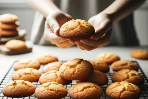 Soft and fluffy gluten-free cookies arranged on a cooling rack