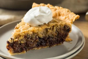 Pecan Cream Pie Served with Whipped Cream