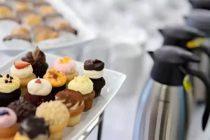 Close-up of mini cupcakes in assorted flavors