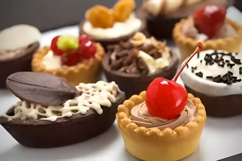 Display of mini cupcakes on a tiered stand