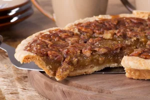 Pecan pie with perfect jiggle on display