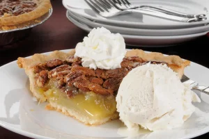 Pecan Cream Pie Slice on Plate